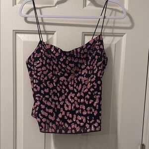 Alice + Olivia Black and Pink Fitted Camisole